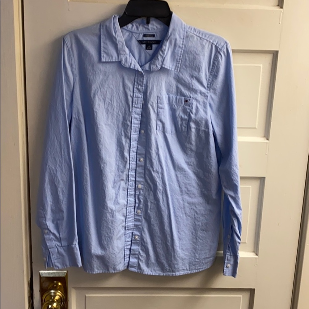 Tommy Hilfiger blue collared women shirt large